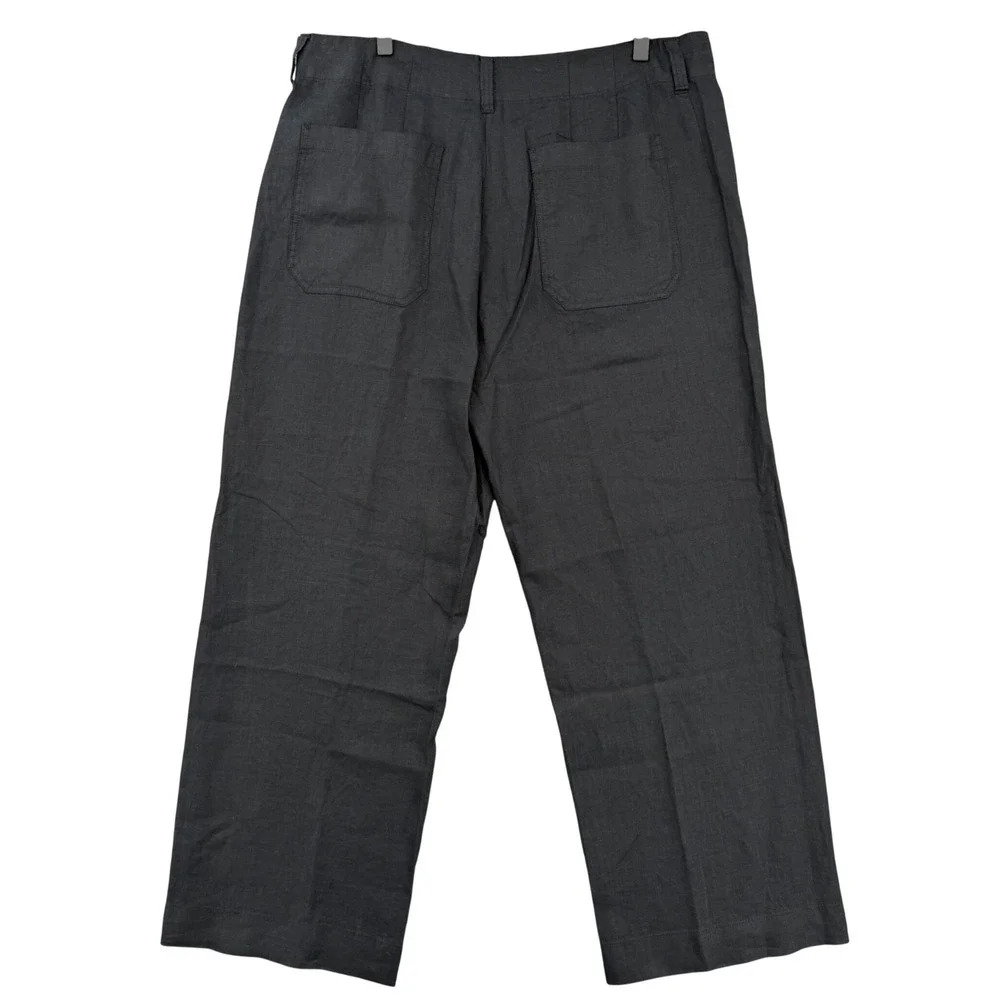 Quince European Linen Patch Pocket Wide Leg Pants Black 16 Minimalist Neutral
